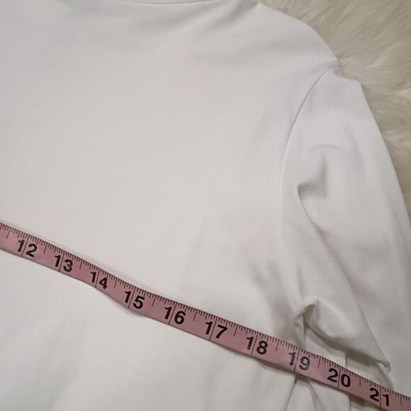 Hinson Wu White 3/4 Sleeve Boat Neck Double Knit Panel Shirt S - Picture 9 of 9